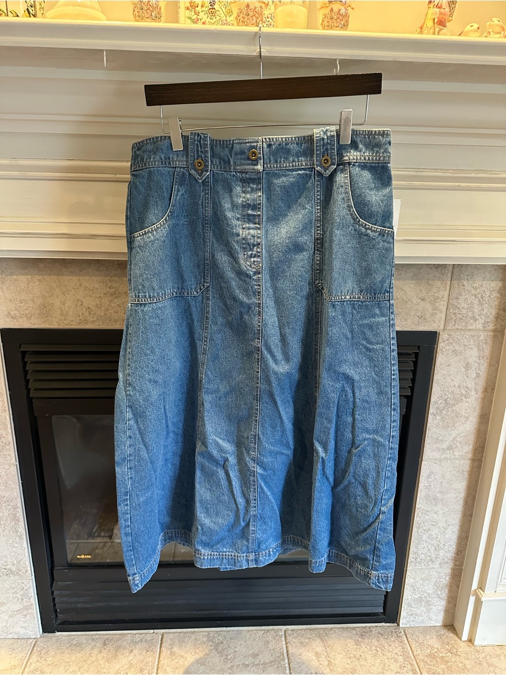 Breckenridge Long Western Style Denim A-Line Skirt